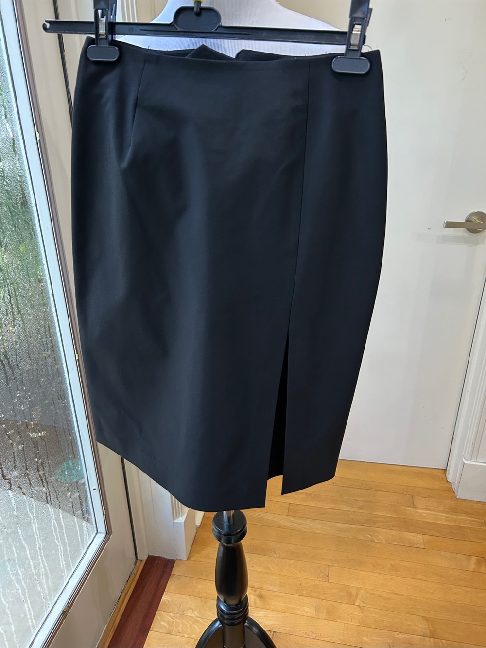 Theory Black Pencil Skirt with Front Slit